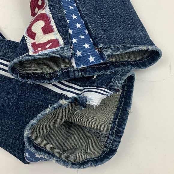 Silver Jeans Custom Modified USA America Distressed Straight Jeans Patches Sz 28 - Picture 13 of 16